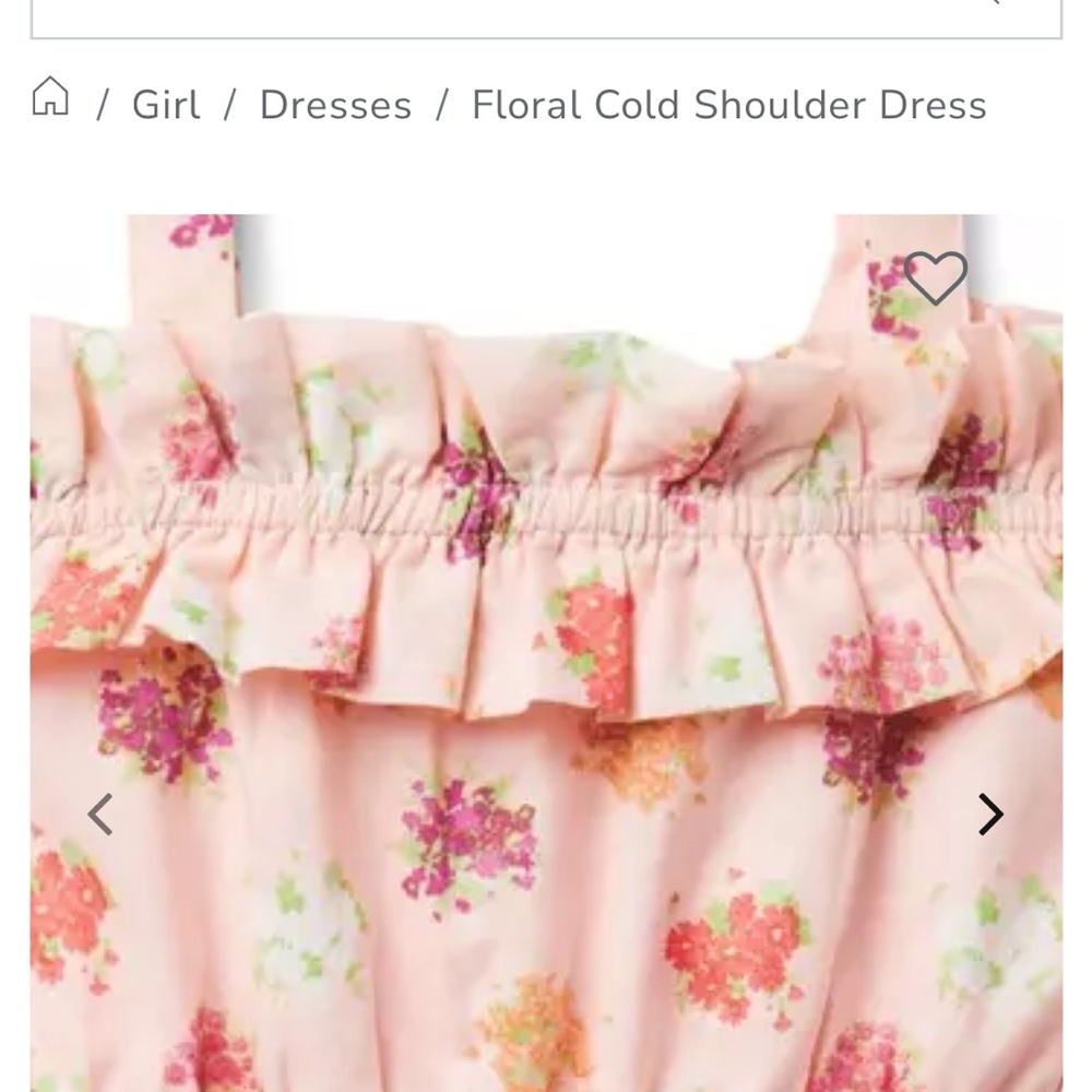 Janie & Jack Hopscotch Peachy Pink Floral Cold Shoulder Dress Back To School S6 - Picture 6 of 6